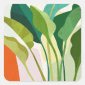 Sticker Carré Feuilles tropicaux (Devant)