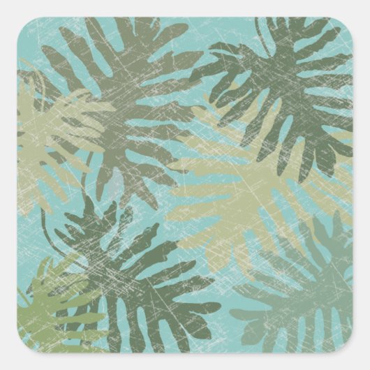 Sticker Carré Feuilles tropicaux défraîchis (Devant)