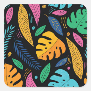 Sticker Carré Feuilles tropicaux modernes : arrière - plan sans