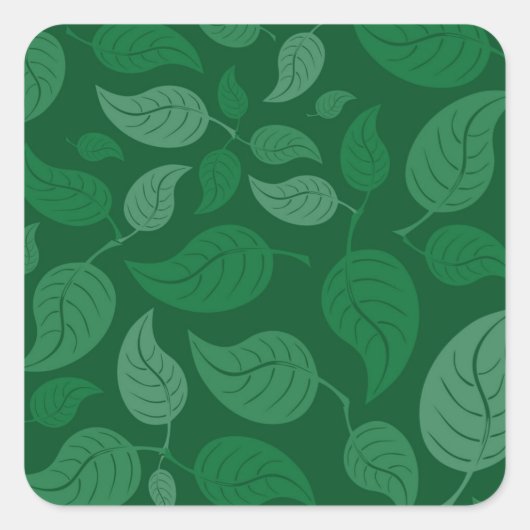Sticker Carré Feuilles verts (Devant)