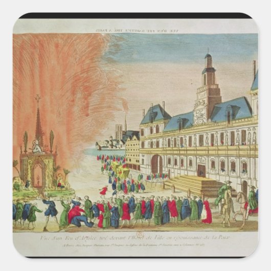 Sticker Carré Feux d'artifice devant l'hôtel de Ville à Paris (Devant)