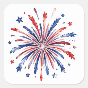 Sticker Carré Feux d'artifice patriotiques