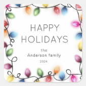 Sticker Carré Feux de Noël Joyeux Noël (Devant)