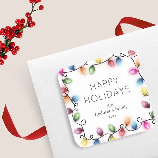 Sticker Carré Feux de Noël Joyeux Noël