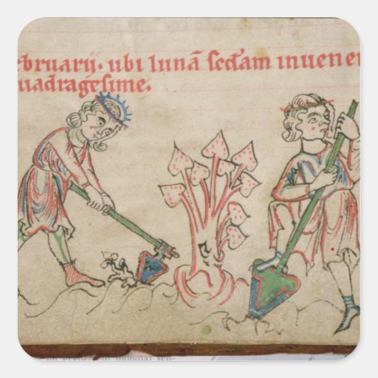 Sticker Carré Février : hoeing (Devant)