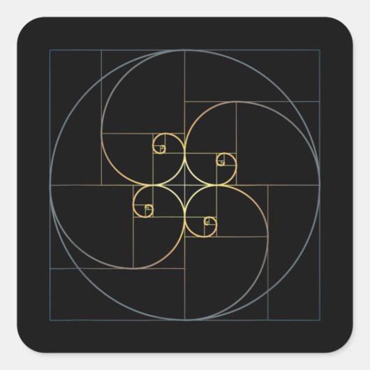 Sticker Carré Fibonacci Spiral Golden Ratio Géométrie (Devant)