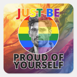 Sticker Carré Fier de toi-même - Gay pride Hispanique Homme