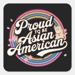 Sticker Carré Fier d'être une Amérique asiatique