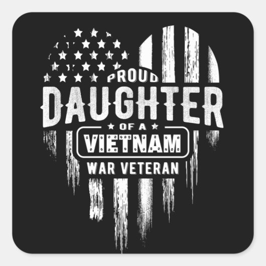 Sticker Carré Fier fille Vietnam Vet Papa (Devant)