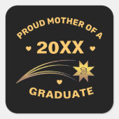 Sticker Carré Fier Mère De Grad Année Diplômée Or Noir (Devant)
