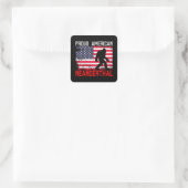 Sticker Carré Fier Nandertal américain | États-Unis Drapeau & Bi (Sac)