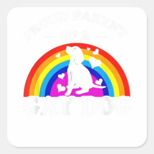 Sticker Carré Fier parent d'un chien gay LGBT drôle de chien arc