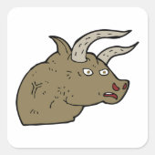 Sticker Carré Fierce Angry Bull Head Rustic Wild Animal (Devant)