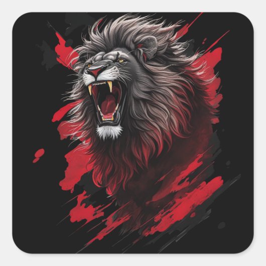 Sticker Carré Fierce, le lion noir (Devant)