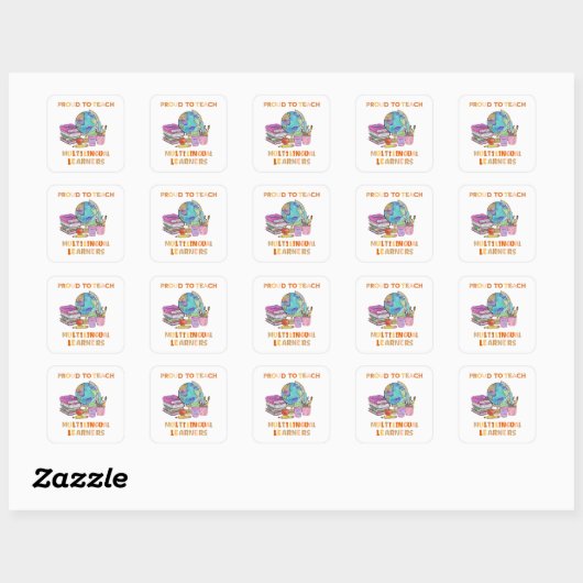 Sticker Carré Fière d'enseigner les apprenants multilingues (Feuille)