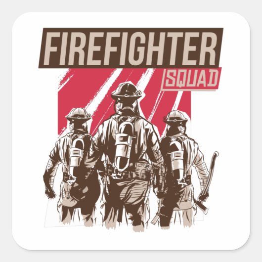 Sticker Carré Fière escouade de pompiers (Devant)
