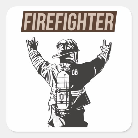 Sticker Carré Fière escouade de pompiers (Devant)