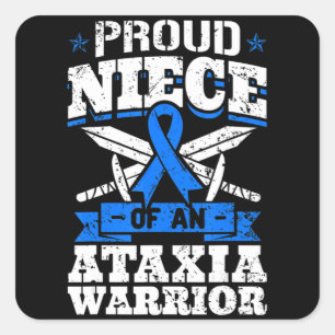 Sticker Carré Fière Nièce D'Un Guerrier Ataxiaque Blue Awareness