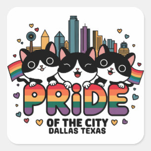 Sticker Carré Fierté de Dallas City Texas USA Rainbow Flag
