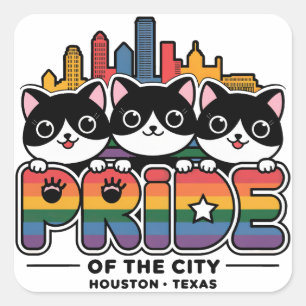 Sticker Carré Fierté de Houston City Texas USA Arc en ciel