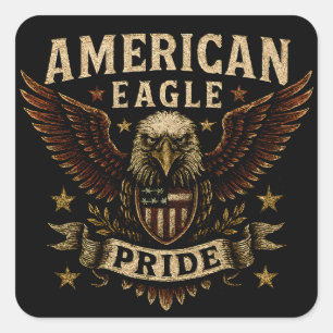 Sticker Carré Fierté de l'aigle américain – Liberté USA audacieu