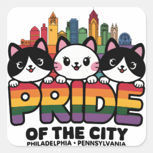 Sticker Carré Fierté de Philadelphie City Pennsylvanie USA Rainb