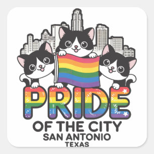 Sticker Carré Fierté de San Antonio City Texas USA Rainbow Flag