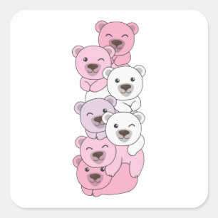 Sticker Carré Fierté Drapeau Pomosexuel Lgbtq Jote Pile Ours Car