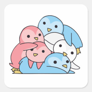 Sticker Carré Fierté Drapeau Transgenre Lgbtq Cute Penguin