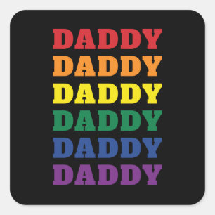 Sticker Carré Fierté gay LGBTQ Papa Fête des pères