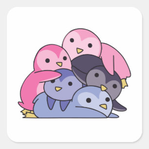 Sticker Carré Fierté Indicateur Omnisexuel Lgbtq Cute Penguin