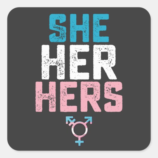 Sticker Carré Fierté LGBT Elle A Ses Prononononounes Transgenres (Devant)
