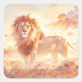 Sticker Carré Fierté majestueuse de lions de la savane