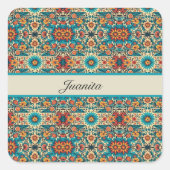 Sticker Carré Fiesta Blooms, personnalisable (Devant)