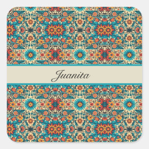 Sticker Carré Fiesta Blooms, personnalisable