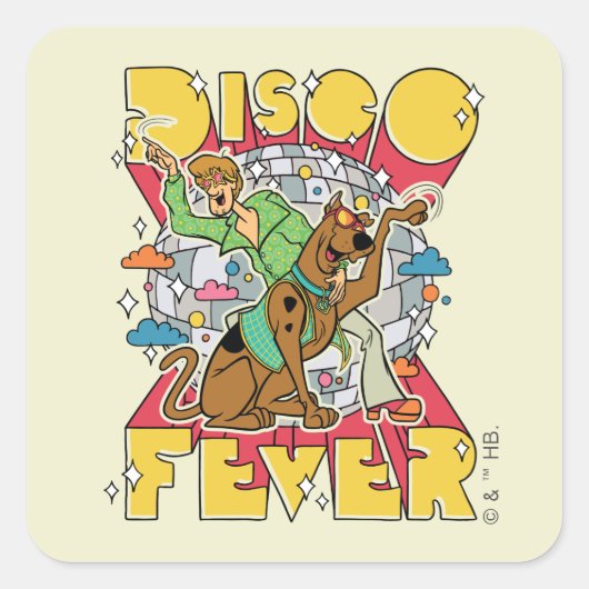 Sticker Carré Fièvre de Disco avec Scooby et Shaggy (Devant)