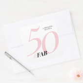 Sticker Carré Fifty and Fabulous Pink 50th Birthday (Enveloppe)