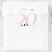 Sticker Carré Fifty and Fabulous Pink 50th Birthday (Sac)