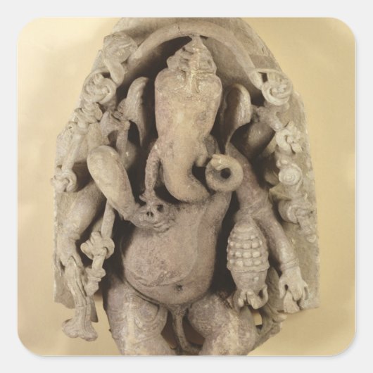 Sticker Carré Figure de la dynastie Ganapati, Chandella (grès) (Devant)