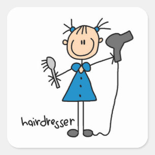 Sticker Carré Figurine de coiffeur