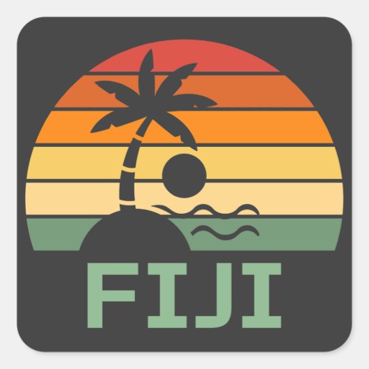 Sticker Carré Fiji Vintage Palm Trees Summer Beach (Devant)