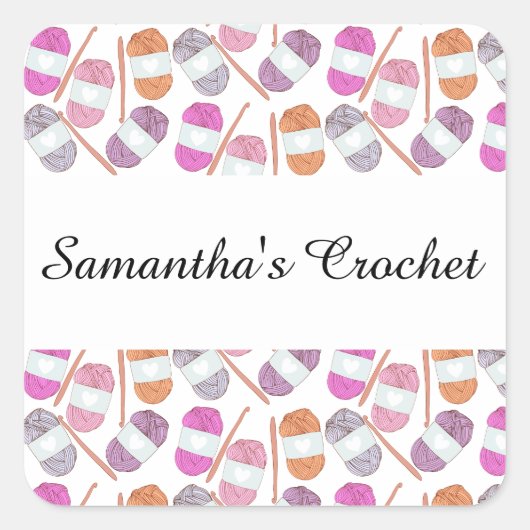 Sticker Carré Fil d'artisanat Crochet (Devant)