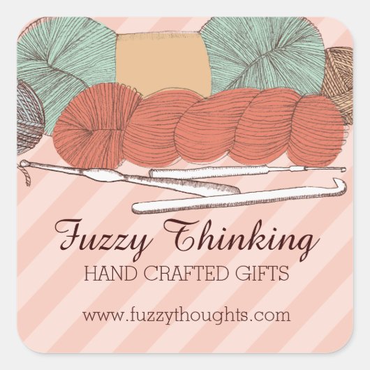 Sticker Carré fil de couleur personnalisé skeins crochet crochet (Devant)