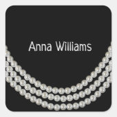 Sticker Carré fil de perles sur noir (Devant)