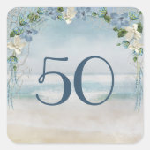 Sticker Carré Filet nautique et arche pour le 50e anniversaire (Devant)