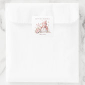 Sticker Carré Fille 1er Noël Snowman rose (Sac)