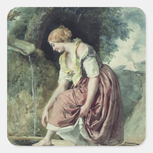 Sticker Carré Fille à un duit (Devant)