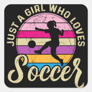 Sticker Carré Fille Aime Football Coucher de soleil coloré