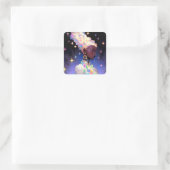 Sticker Carré Fille Anime géométrique moderne (Sac)