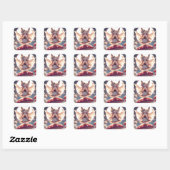 Sticker Carré Fille Anime Pixie Hippie Lune Fée (Feuille)